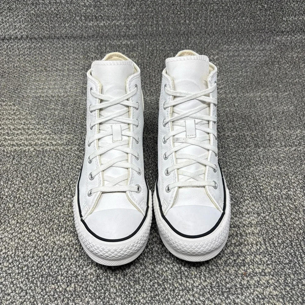 Converse Chuck Taylor All Star Lift Platform High Top Leather Kids Size 4 White